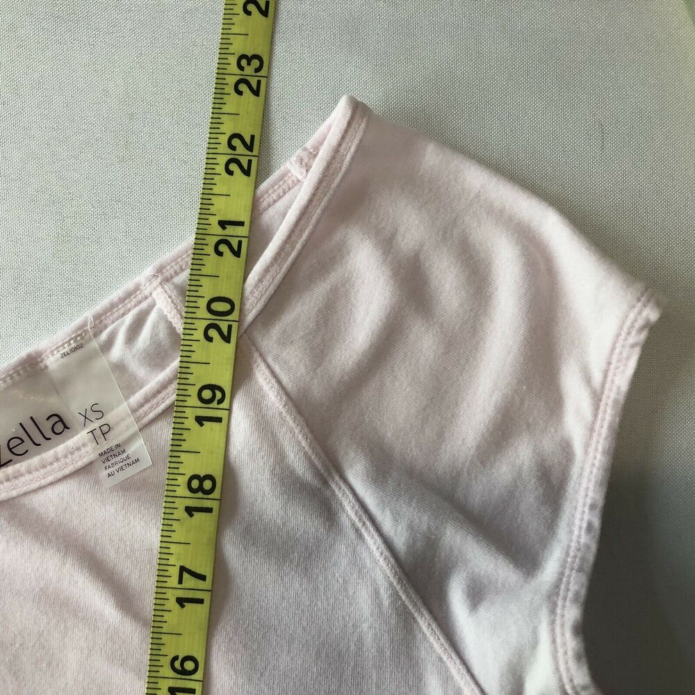 Zella Top Women XS Light Pink Cotton Stretch Cap Sleeve Round Hem Activewear Tee - Picture 10 of 11